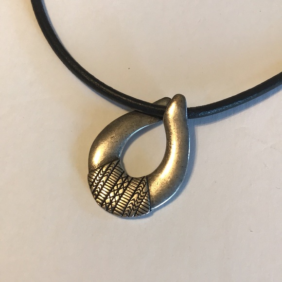 Chico Adjustable Length Leather Cord Necklace with Silver tone pendant - Picture 2 of 3